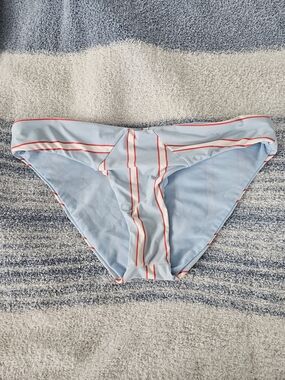 Gianni Bini Light Blue Bikini Bottom with Red and White Stripes